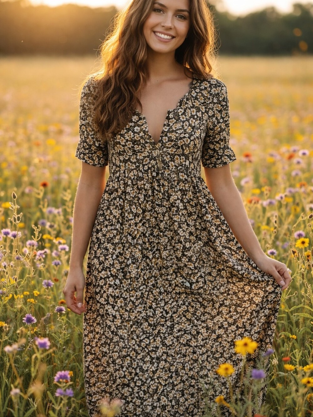 Unleash Your Inner Free Spirit with Our Vintage Romantic Floral Dress